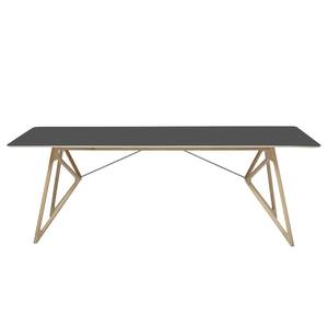 Table Tigg Chêne massif / Linoléum - Anthracite / Chêne - 160 x 90 cm