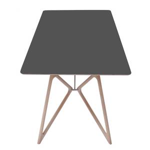 Table Tigg Chêne massif / Linoléum - Anthracite / Chêne - 160 x 90 cm