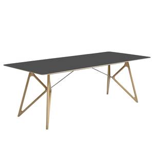 Table Tigg Chêne massif / Linoléum - Anthracite / Chêne - 180 x 90 cm