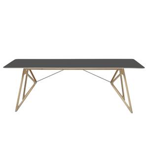 Eettafel Tigg massief eikenhout/linoleum - Antracietkleurig/eikenhout - 180x90cm