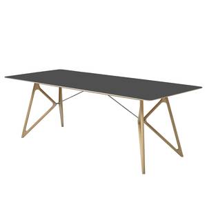 Table Tigg Chêne massif / Linoléum - Anthracite / Chêne - 200 x 90 cm