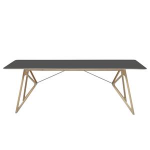 Table Tigg Chêne massif / Linoléum - Anthracite / Chêne - 200 x 90 cm