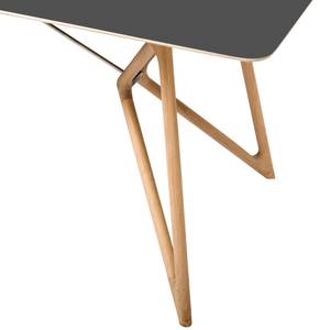 Table Tigg Chêne massif / Linoléum - Anthracite / Chêne - 200 x 90 cm