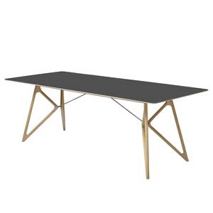 Table Tigg Chêne massif / Linoléum - Anthracite / Chêne - 220 x 90 cm