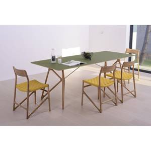 Table Tigg Chêne massif / Linoléum - Vert olive / Chêne - 160 x 90 cm