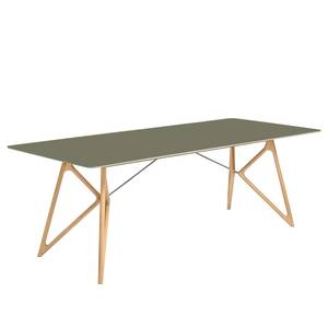 Table Tigg Chêne massif / Linoléum - Vert olive / Chêne - 180 x 90 cm