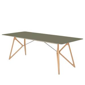 Table Tigg Chêne massif / Linoléum - Vert olive / Chêne - 220 x 90 cm
