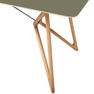 Table Tigg Chêne massif / Linoléum - Vert olive / Chêne - 180 x 90 cm