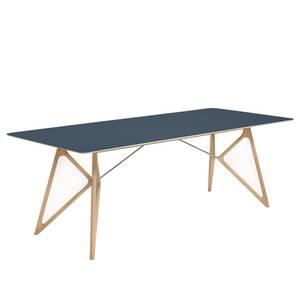 Table Tigg Chêne massif / Linoléum - Bleu pétrole / Chêne - 180 x 90 cm