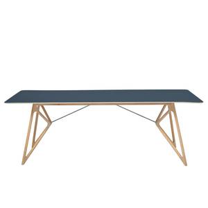 Table Tigg Chêne massif / Linoléum - Bleu pétrole / Chêne - 200 x 90 cm