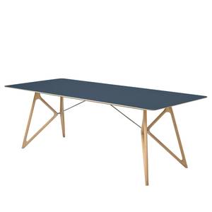 Table Tigg Chêne massif / Linoléum - Bleu pétrole / Chêne - 180 x 90 cm