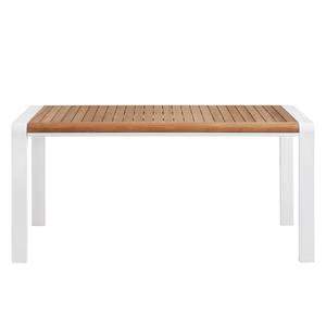 Table Torria II Teck massif / Aluminium - Teck / Blanc - 160 x 90 cm