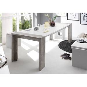 Table extensible Upton Blanc mat / Imitation béton - Largeur : 160 cm