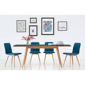 Table Viggo Chêne partiellement massif / Linoléum - Bleu pétrole / Chêne - 200 x 90 cm