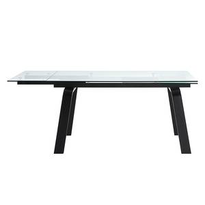 Table extensible Zipporah Verre / Acier inoxydable Noir