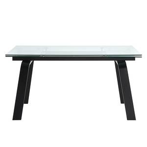 Table extensible Zipporah Verre / Acier inoxydable Noir