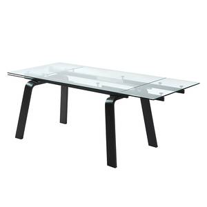 Table extensible Zipporah Verre / Acier inoxydable Noir