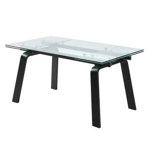 Table extensible Zipporah Verre / Acier inoxydable Noir