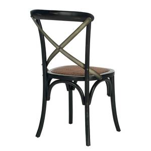 Chaises Amelia (lot de 2) Chêne massif / Acier Rotin - Noir - Noir