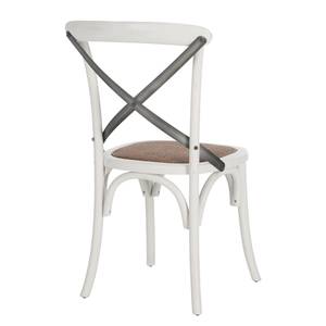 Eetkamerstoelen Amelia (2-delige set) massief eikenhout/staal/rotan - Wit