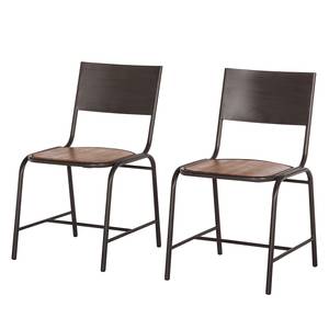 Eetkamerstoelen Atelier (2-delige set) deels massief acaciahout lavasteenkleurig Eetkamerstoel