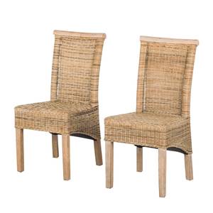 Esszimmerstuhl Bali I (2er-Set) Rattan - Sand / Akazie Natur - Sand