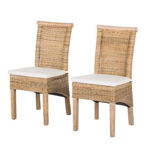 Esszimmerstuhl Bali I (2er-Set) Rattan - Sand / Akazie Natur - Sand