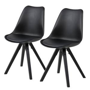 Sedia per sala da pranzo Aledas materiale sintetico / legno massello di fico di caucciù - Nero - Nero - Set da 2