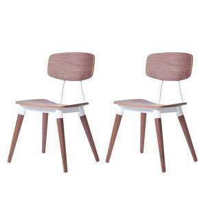 Eetkamerstoelen Copine (2-delige set) Wit/walnoothout