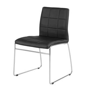 Chaises Cube (lot de 4) Imitation cuir - Blanc - Noir