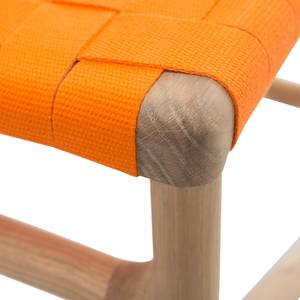 Chaises Fleek Coton / Chêne massif - Blanc - Orange - Lot de 2 - Sans accoudoirs