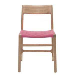 Chaises Fleek Coton / Chêne massif - Blanc - Rose foncé - Lot de 2 - Sans accoudoirs