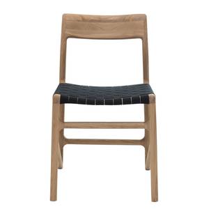 Chaises Fleek Coton / Chêne massif - Blanc - Noir - Lot de 2 - Sans accoudoirs