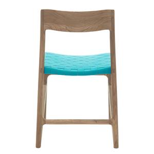 Chaises Fleek Coton / Chêne massif - Blanc - Turquoise - Lot de 2 - Sans accoudoirs