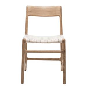 Chaises Fleek Coton / Chêne massif - Blanc - Blanc - Lot de 2 - Sans accoudoirs