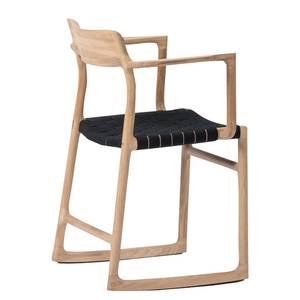 Chaises Fleek Étoffe de coton / Chêne massif - Noir - 1 chaise - Avec accoudoirs