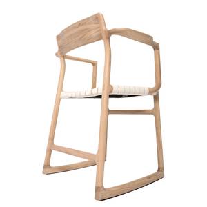 Chaises Fleek Étoffe de coton / Chêne massif - Blanc - 1 chaise - Avec accoudoirs