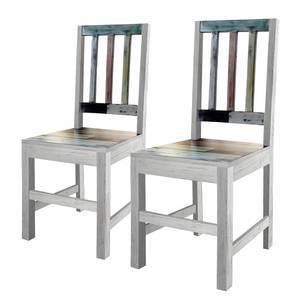 Chaises Goa (lot de 2) Partiellement en manguier massif - Manguier blanc vintage