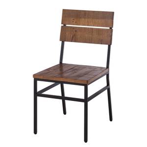 Eetkamerstoelen Grasby (2-delige set) oud pijnboomhout/metaal - donker pijnboomhout/zwart