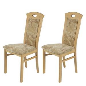 Eetkamerstoelen Grita (2-delige set) massief beukenhout/beige geweven stof