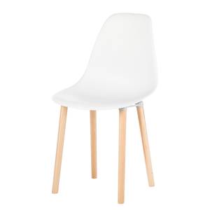 Chaises Jade (lot de 2) Matériau synthétique / Hêtre massif - Blanc / Hêtre