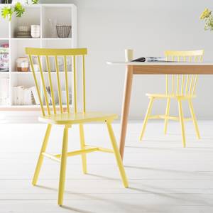 Chaises Jalenas (lot de 2) Hévéa massif - Noir - Jaune