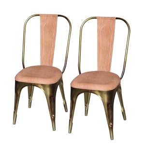 Chaises Janem (lot de 2) Cuir véritable / Métal - Terre cuite claire / Laiton