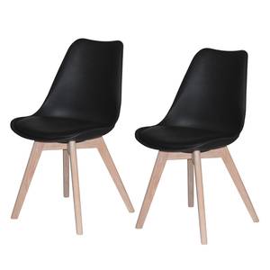 Eetkamerstoelen Jarred (2-delige set) kunststof/kunstleer - Zwart