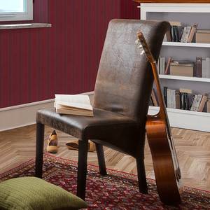 Chaises Jörn (lot de 2) Cuir synthétique marron vieilli / Hêtre marron foncé