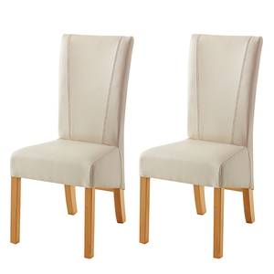 Chaises Karlsborg I (lot de 2) Cuir synthétique beige / Hêtre - Beige - Hêtre clair