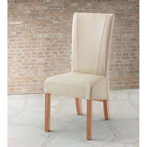 Chaises Karlsborg I (lot de 2) Cuir synthétique beige / Chêne - Beige - Hêtre clair