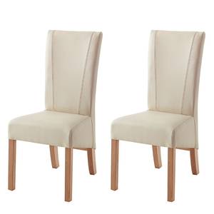 Eetkamerstoelen Karlsborg I (set van 2) beige kunstleer/eikenhout - Beige - Lichte beukenhout