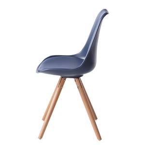 Chaise LINDHOLM Matière synthétique / Hêtre massif - Bleu foncé - Lot de 2