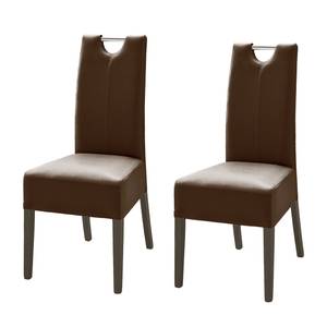 Chaises Lenya (lot de 2) Cuir synthétique marron / Hêtre marron foncé